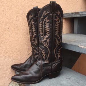 Justin vintage stitched western cowboy boots Sz 9